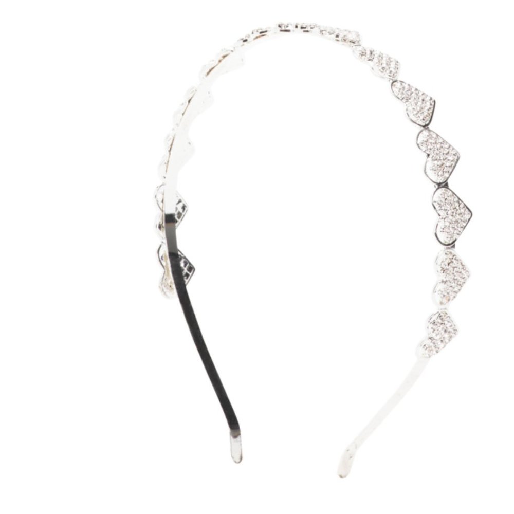 New NATASHA "Silver Tone" Crystal Heart Headband ❤️ - Picture 2 of 2